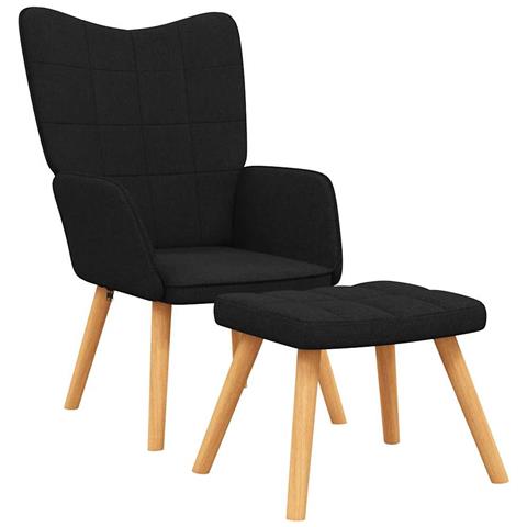 Lusso Casadino -  Poltrona Relax Con Poggiapiedi Nero In Tessuto - Foto 1