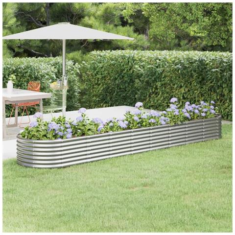 Letto Giardino Acciaio Verniciato A Polvere 368x80x36cm Argento - Foto 6