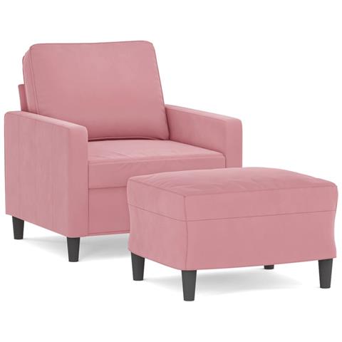 Poltrona con Poggiapiedi Rosa 60 cm Velluto - Foto 1