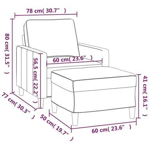 Poltrona con Poggiapiedi Rosa 60 cm Velluto - Foto 7