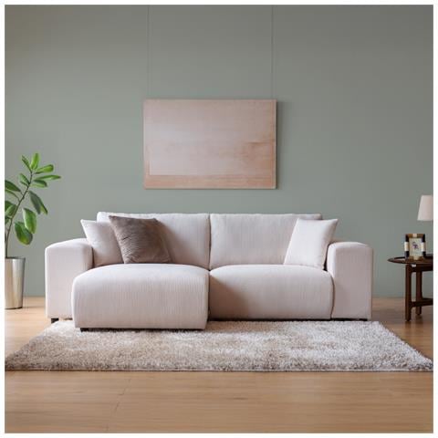 Aberdeen Divano Angolare Modulare 3 Posti In Velluto A Coste Beige - Foto 1