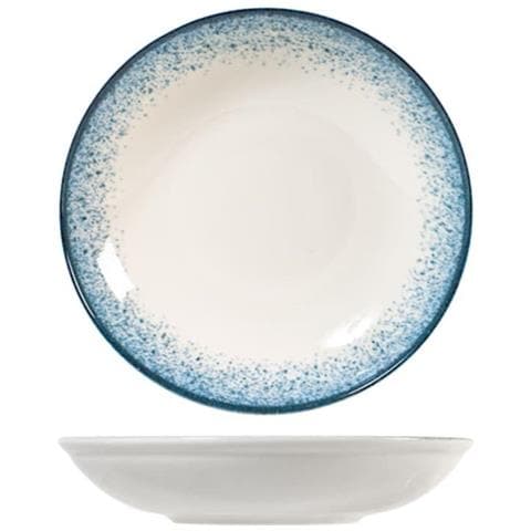 Piatto multiuso coupe Jupiter in porcellana avorio decorata azzurro cm 25 - Foto 1