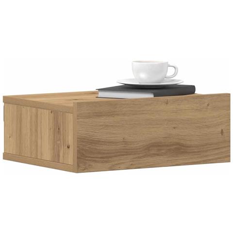 Comodini Pensili 2pz Rovere Artigianale 40x30x15 cm Truciolato - Foto 2