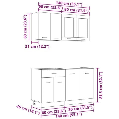 Set di armadi da cucina in rovere affumicato legno ingegnerizzato - Foto 9