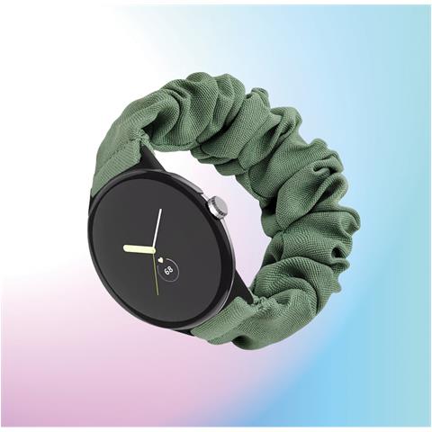 Cinturino Per Orologio Intelligente A Scrunchie Compatibile Con Google Pixel 2 - Tessuto Confortevole Ed Elegante Green - Foto 4