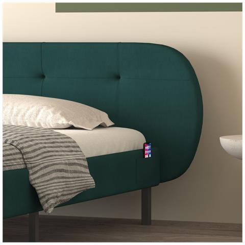 Tulsa Letto Imbottito Verde 160x200cm Con Testiera E Rete - Foto 2