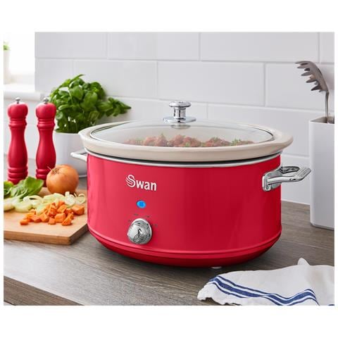 Swan Sf17031rneu Retro Slow Cooker 6,5l Pentola Rimovibile In Ceramica Antiaderente Senza Pfoa 320w Rosso - Foto 2