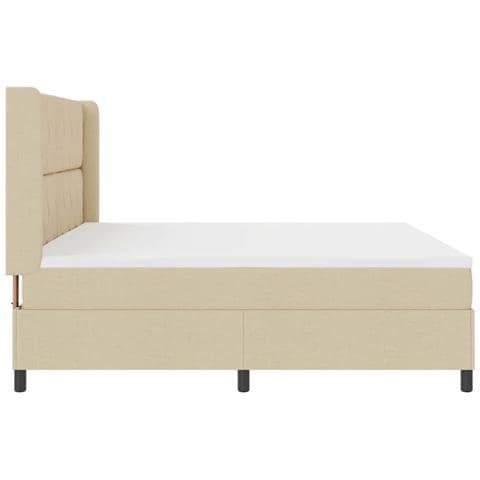 Letto a molle con materasso Crema 200 x 200 cm Tessuto - Foto 9