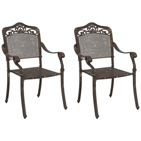 Sedia da Giardino 2 pcs Bronzo 55 x 56.5 x 91cm Alluminio - Foto 1