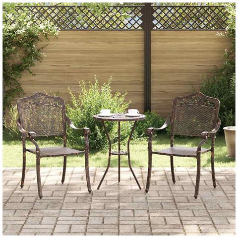 Sedia da Giardino 2 pcs Bronzo 55 x 56.5 x 91cm Alluminio - Foto 2