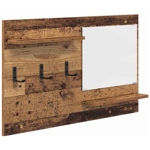 Appendiabiti a muro con specchio Legno vecchio 90 x 10 x 50 cm - Foto 1