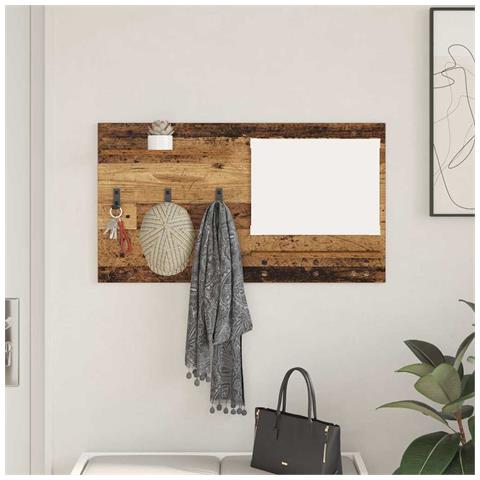 Appendiabiti a muro con specchio Legno vecchio 90 x 10 x 50 cm - Foto 2