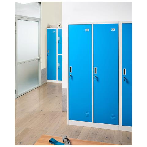 Armadietto A Porta Doppia Athlete Metallo Bianco /blu - Foto 1