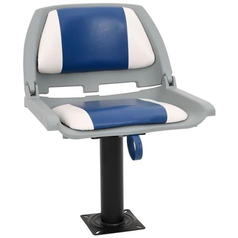 Set Sedile per Barca Pieghevole 2pz Blu e Bianco 48x51x41 cm - Foto 1