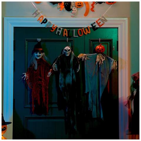 Fantasma appeso di Halloween 3 pcs Nero 66 x 110 cm Poliestere - Foto 2
