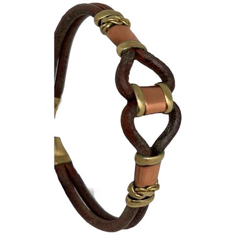 Bracciale Unico Fatto A Mano In Pelle, Ottone E Rame. - Foto 8