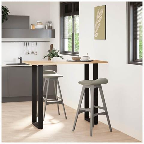 Gambe per tavolo da bar a forma di U 2 pz nere 40x(110-111) cm in acciaio - Foto 2