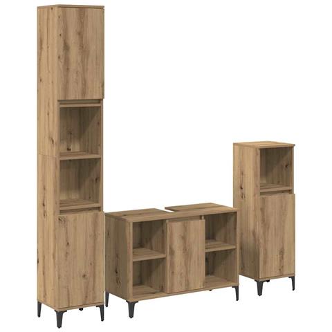 Set di mobili per il bagno con porta 3 pcs Rovere artigianale - Foto 1