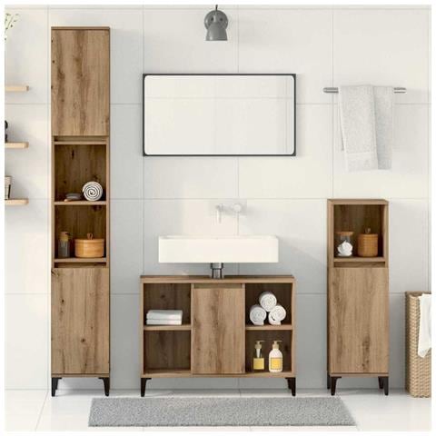 Set di mobili per il bagno con porta 3 pcs Rovere artigianale - Foto 2