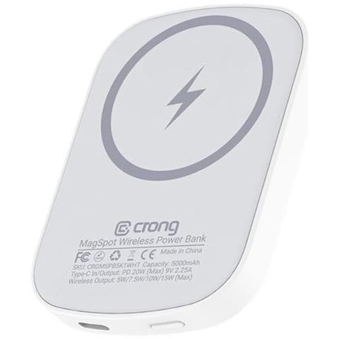 Batteria Esterna Wireless Magsafe 5000mah Usb-c Power Delivery 20w Magspot, Bianco - Foto 1