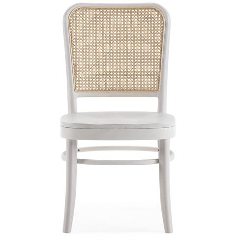 Set Di 2 Sedie Vesta Colore Bianco, Legno Massello E Rattan Naturale - Foto 2