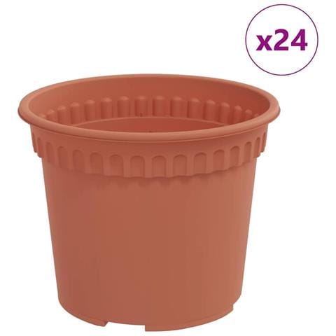Vaso Rotondo per Fiori 24 pcs Rosso Mattone Ø 12,5 x 10 cm - Foto 1