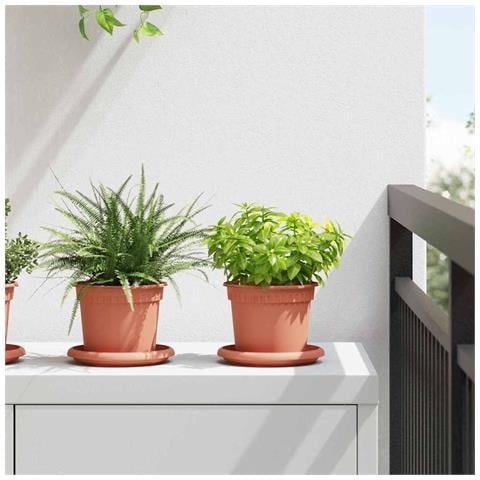 Vaso Rotondo per Fiori 24 pcs Rosso Mattone Ø 12,5 x 10 cm - Foto 2