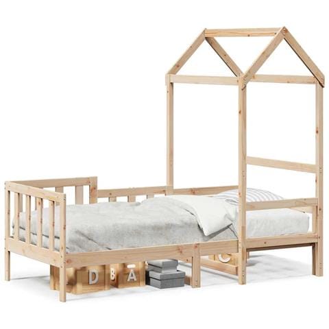 Dormeuse con Tetto 80x200 cm in Legno Massello di Pino - Foto 1