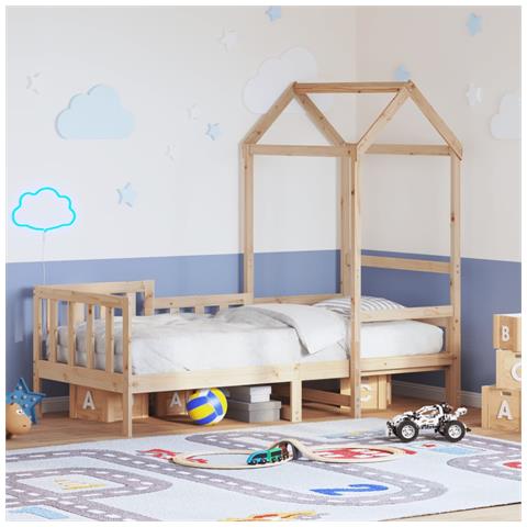 Dormeuse con Tetto 80x200 cm in Legno Massello di Pino - Foto 2
