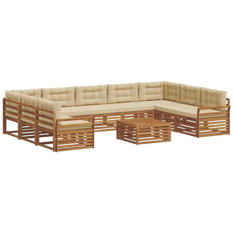 Set divani 10 pcs Naturale e Beige Legno di Acacia Massello - Foto 1