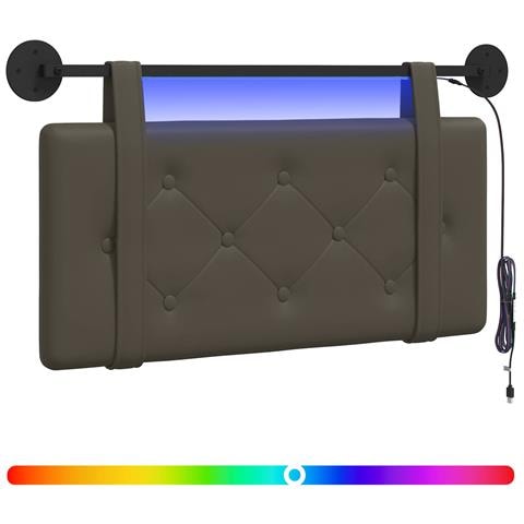 Testiera sospesa Con luce LED Grigio Similpelle - Foto 1