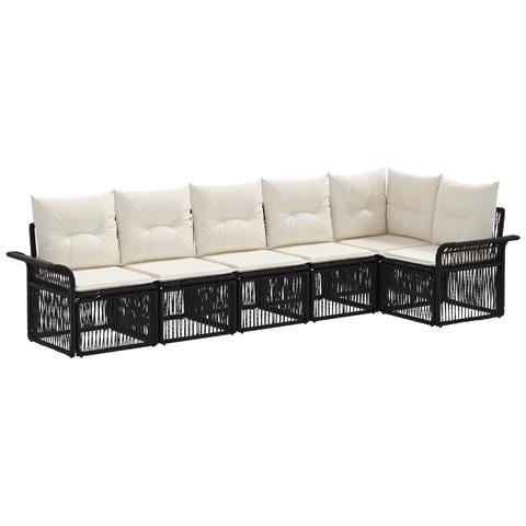 Set Divano da Giardino 6 pcs Nero polyrattan - Foto 1