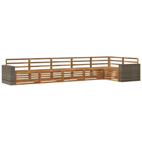 Set di divani da esterno 6 pcs Naturale 402 x 172,5 x 73 cm - Foto 1