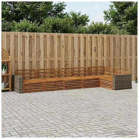 Set di divani da esterno 6 pcs Naturale 402 x 172,5 x 73 cm - Foto 2