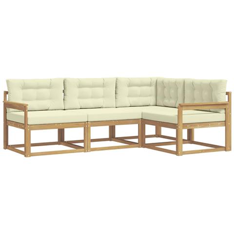 Set di divani da esterno 3 pcs Bianco e Crema Poliestere - Foto 1