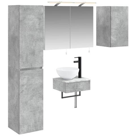 Set di mobili per il bagno 5 pcs Grigio Cemento - Foto 1