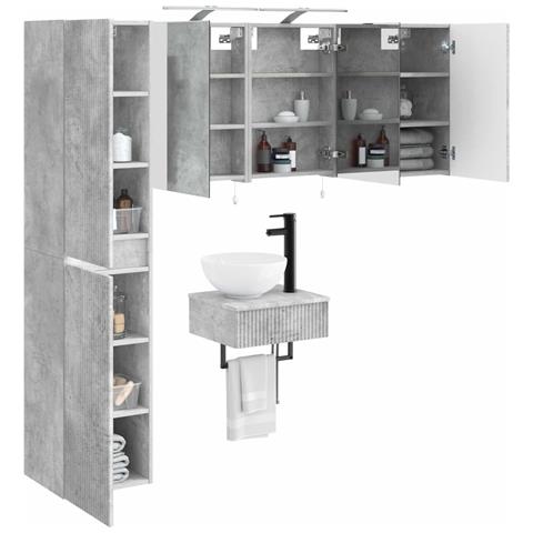 Set di mobili per il bagno 5 pcs Grigio Cemento - Foto 2