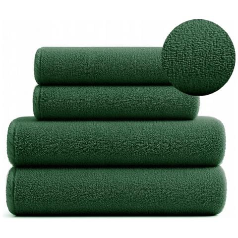 Set di asciugamani DIANA, 4 pezzi - verde bottiglia - 100% cotone - ultra assorbenti ed eleganti - Foto 5