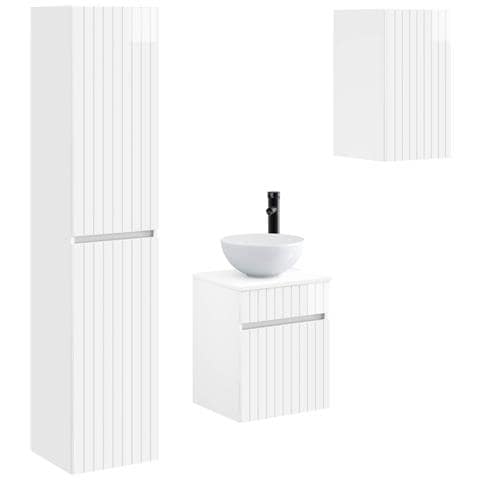 Set di mobili per il bagno 3 pz Bianco Lucido - Foto 1