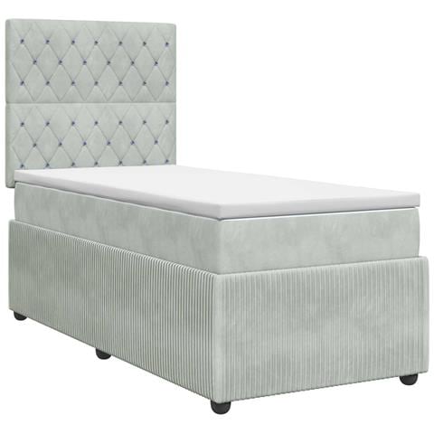 Letto box spring con materasso Grigio Chiaro Singolo Velluto - Foto 1