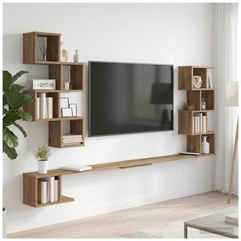 Mensola per TV da muro Rovere Artigianale 200 x 15 x 94 cm - Foto 2