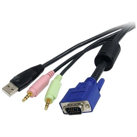 Cavo switch KVM VGA USB 4 in 1 da 1,8 m con audio e microfono - Foto 2