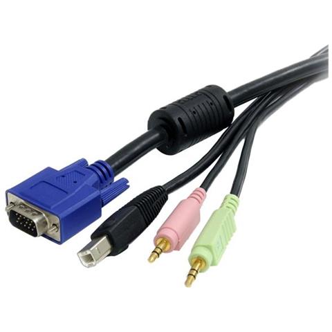 Cavo switch KVM VGA USB 4 in 1 da 1,8 m con audio e microfono - Foto 3