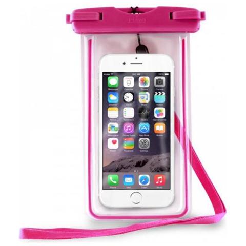 Cust Impermeabile Smartphones Up To 5.1'' con chiusura rigida e laccetto ? IPX8 - ROSA - Foto 5