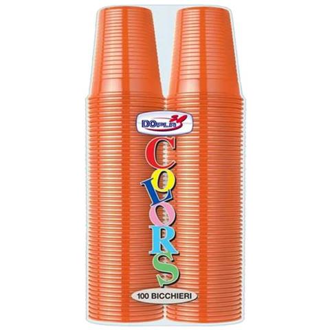 100 Bicchieri Plastica Colorata 200 Cc - Arancio - Foto 3