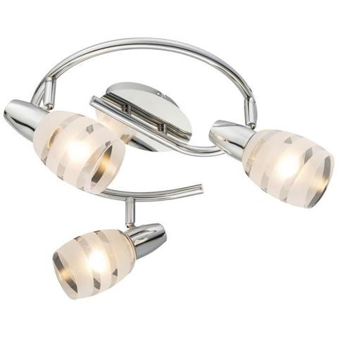 Strisce Di Vetro Di Cromo Satinato Lampada Da Soffitto Con Clear Globo 54985-3 - Foto 1