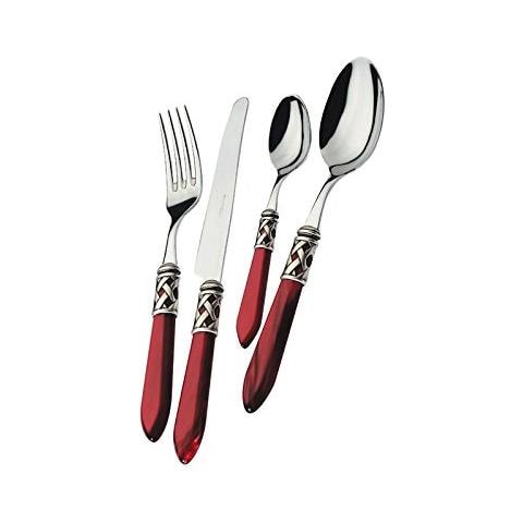 Posate Aladdin, Set 75 Pz. Scatola Gallery - Rosso Granata Argento - Foto 1