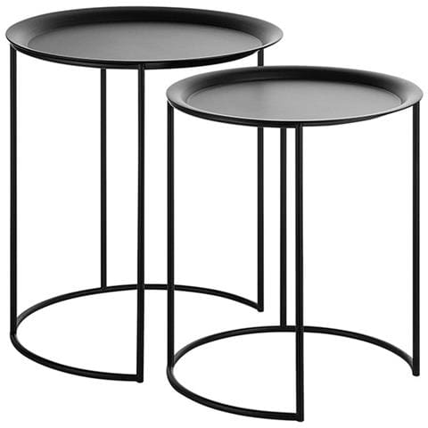 Set Di 2 Tavolini In Metallo Nero Twins - Foto 1