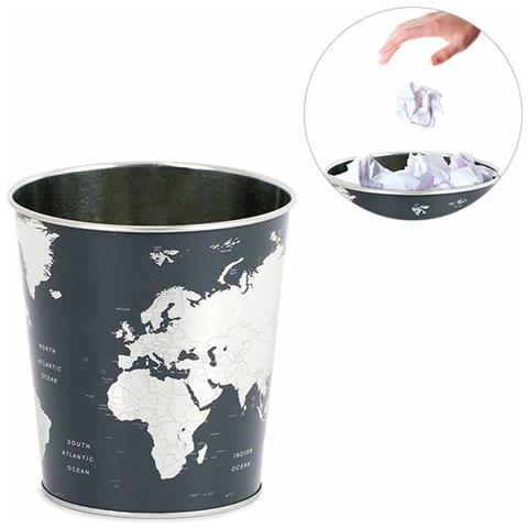 Cestino Carta Globe Latta, Dimensioni: 26x22x17,7 Cm Materiale: Latta - Foto 1