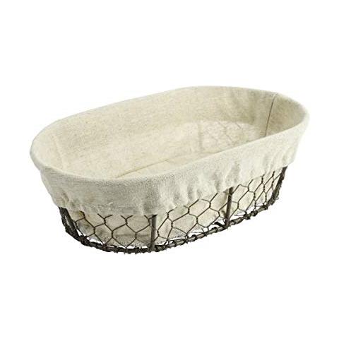 513381 Cestino portafrutta ovale in metallo / Rivestimento in Lino - Foto 2